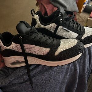 Skechers Black and White Athletic Shoes